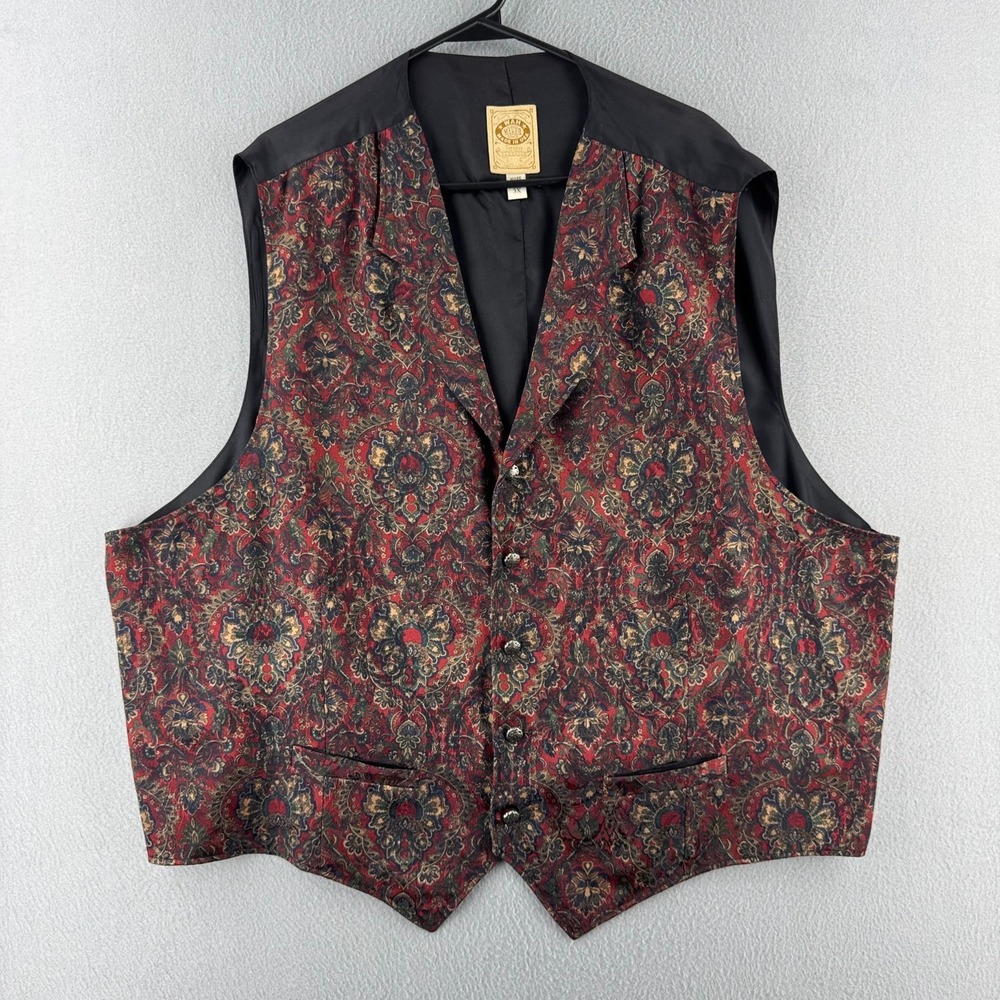 Vintage Wah Maker Waist Coat Mens 3XL Paisley Western Frontier Made in USA Vest